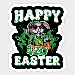 Happy 420 Easter Bunny Smoking Weed Funny Men Women Sticker